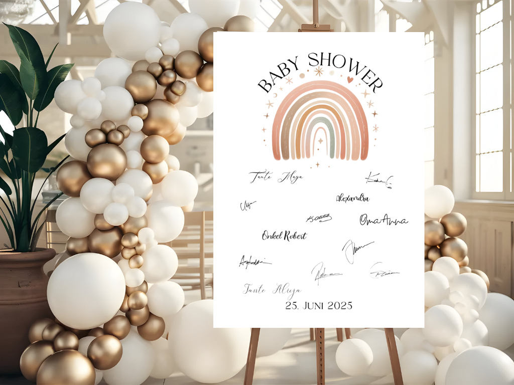 Gästebuch Alternativen für Baby Shower Leinwand, Poster - Regenbogen ELLA