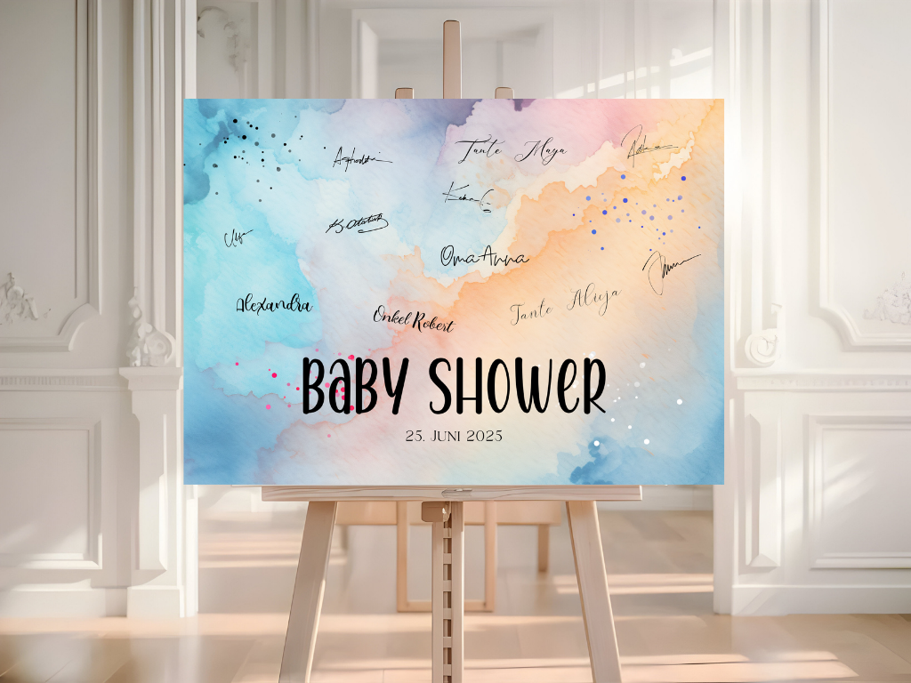 Gästebuch Alternativen für Baby Shower Leinwand, Poster - Blau , Rosa Luka