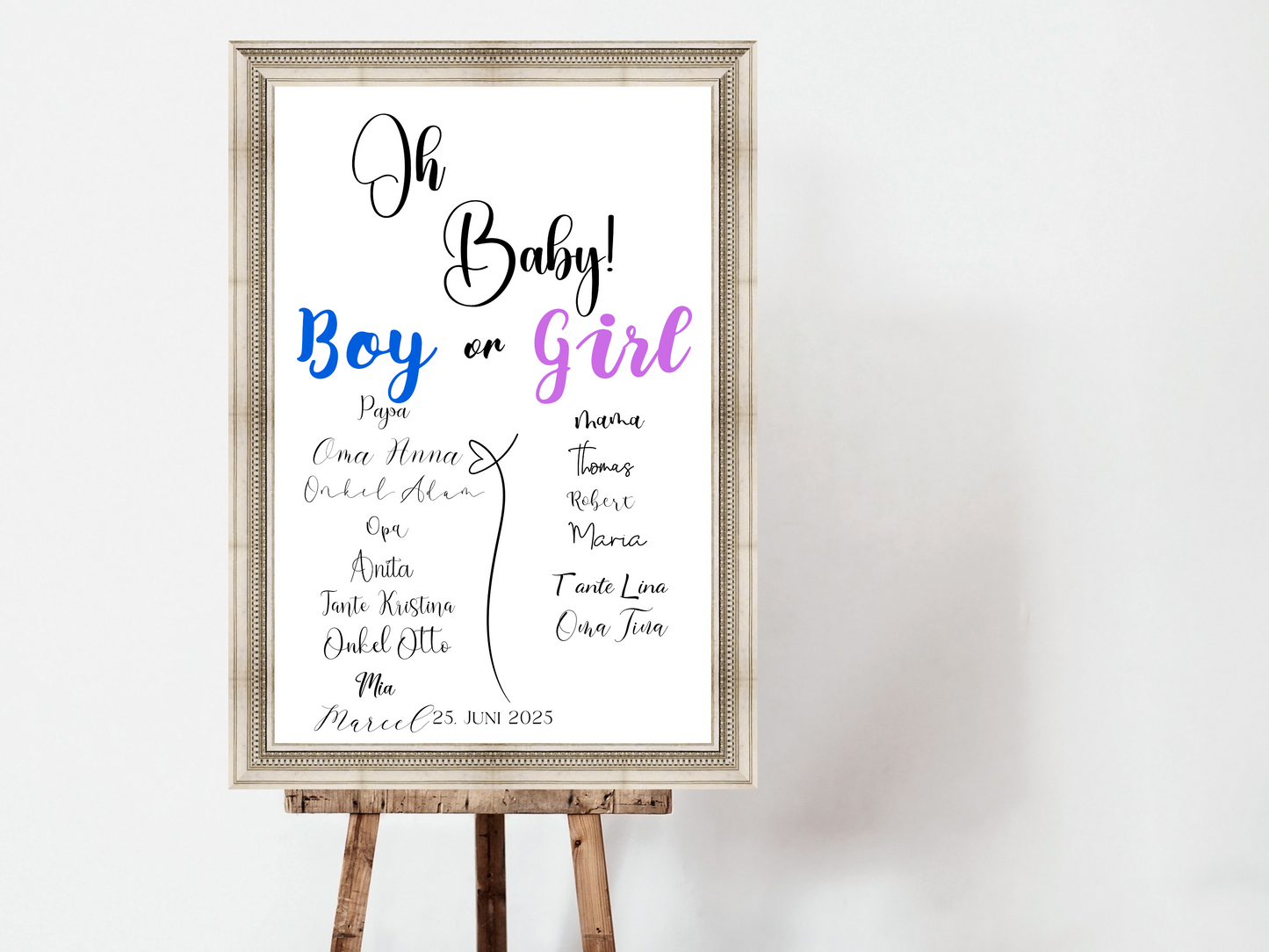 Baby Shower ,Geschlechtsenthüllung Spiel- Mädchen Oder Junge, Geben Sie Ihre Stimme Ab - Leinwand , Poster