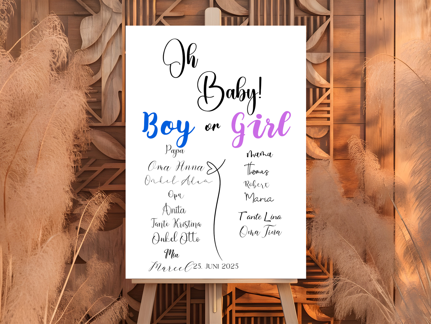 Baby Shower ,Geschlechtsenthüllung Spiel- Mädchen Oder Junge, Geben Sie Ihre Stimme Ab - Leinwand , Poster