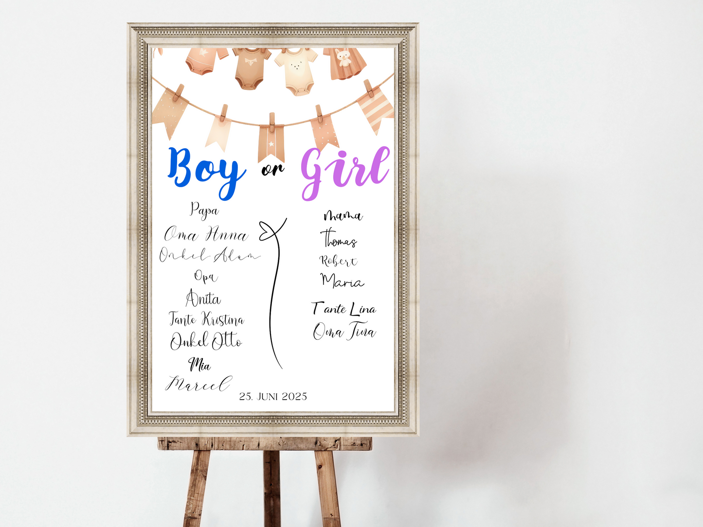 Baby Shower ,Geschlechtsenthüllung Spiel- Mädchen Oder Junge, Geben Sie Ihre Stimme Ab - Leinwand , Poster