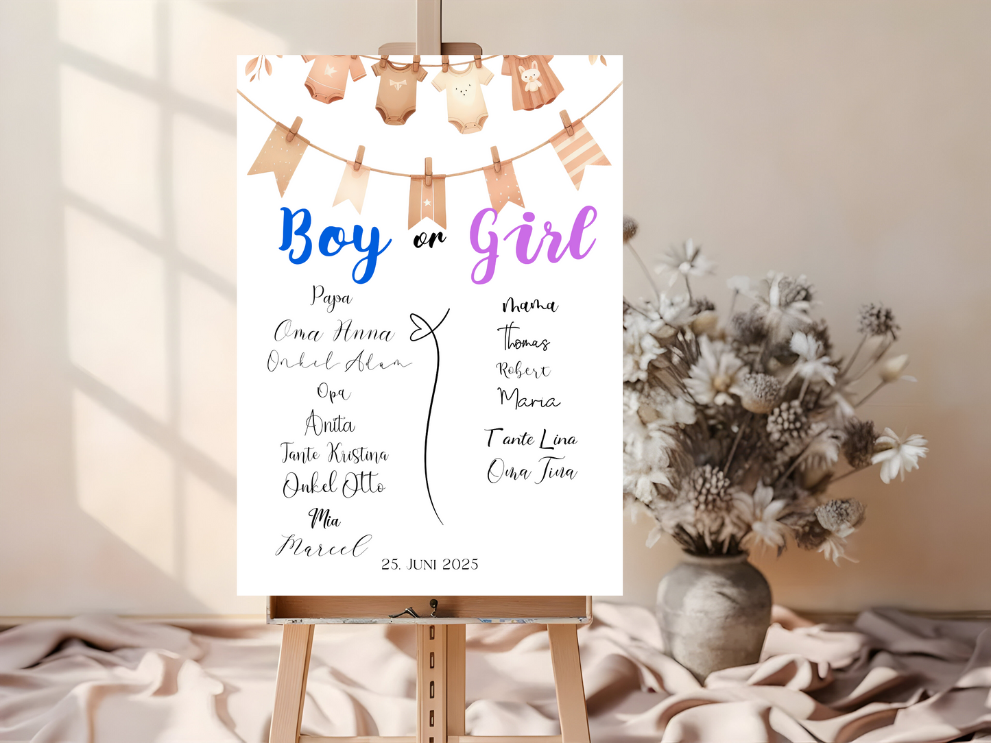 Baby Shower ,Geschlechtsenthüllung Spiel- Mädchen Oder Junge, Geben Sie Ihre Stimme Ab - Leinwand , Poster
