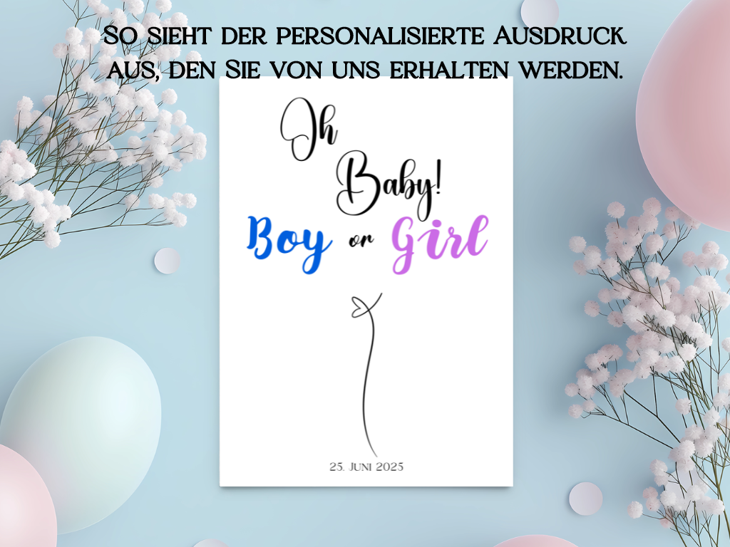 Baby Shower ,Geschlechtsenthüllung Spiel- Mädchen Oder Junge, Geben Sie Ihre Stimme Ab - Leinwand , Poster
