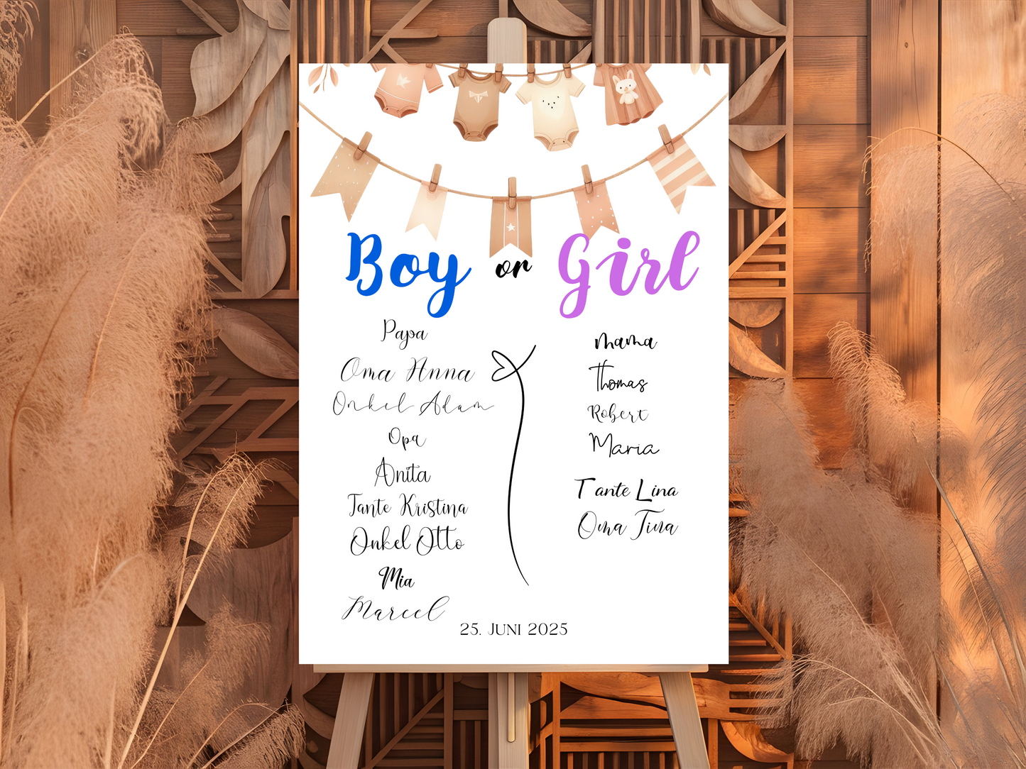 Baby Shower ,Geschlechtsenthüllung Spiel- Mädchen Oder Junge, Geben Sie Ihre Stimme Ab - Leinwand , Poster