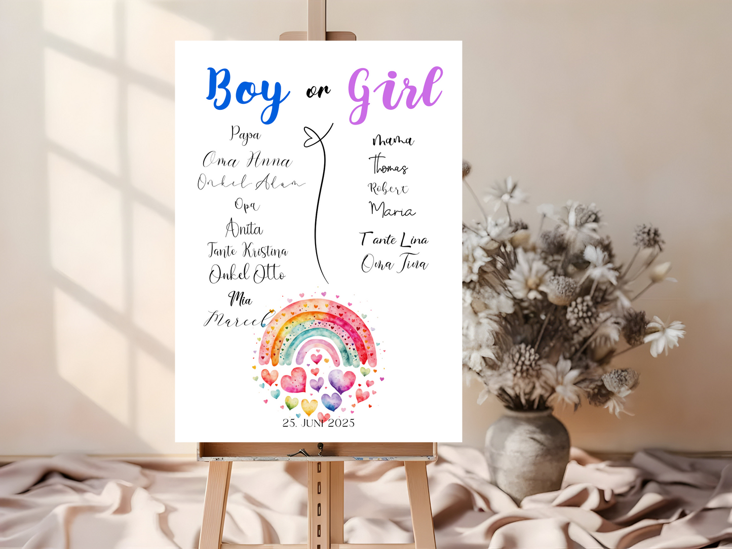 Baby Shower ,Geschlechtsenthüllung Spiel- Mädchen Oder Junge, Geben Sie Ihre Stimme Ab - Leinwand , Poster