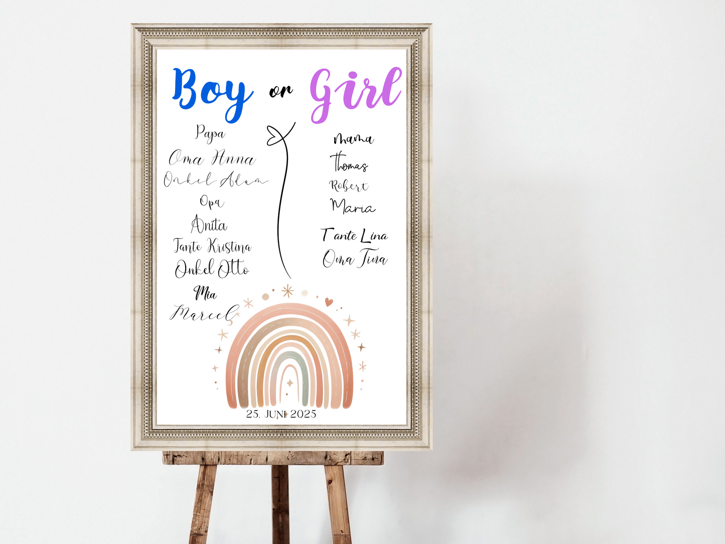 Baby Shower ,Geschlechtsenthüllung Spiel- Mädchen Oder Junge, Geben Sie Ihre Stimme Ab - Leinwand , Poster