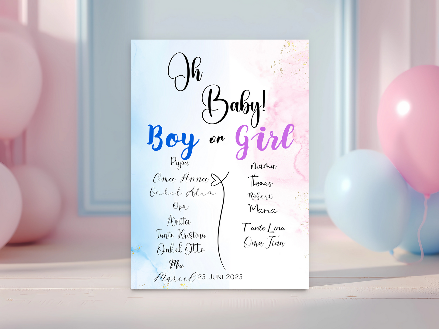 Baby Shower ,Geschlechtsenthüllung Spiel- Mädchen Oder Junge, Geben Sie Ihre Stimme Ab - Leinwand , Poster