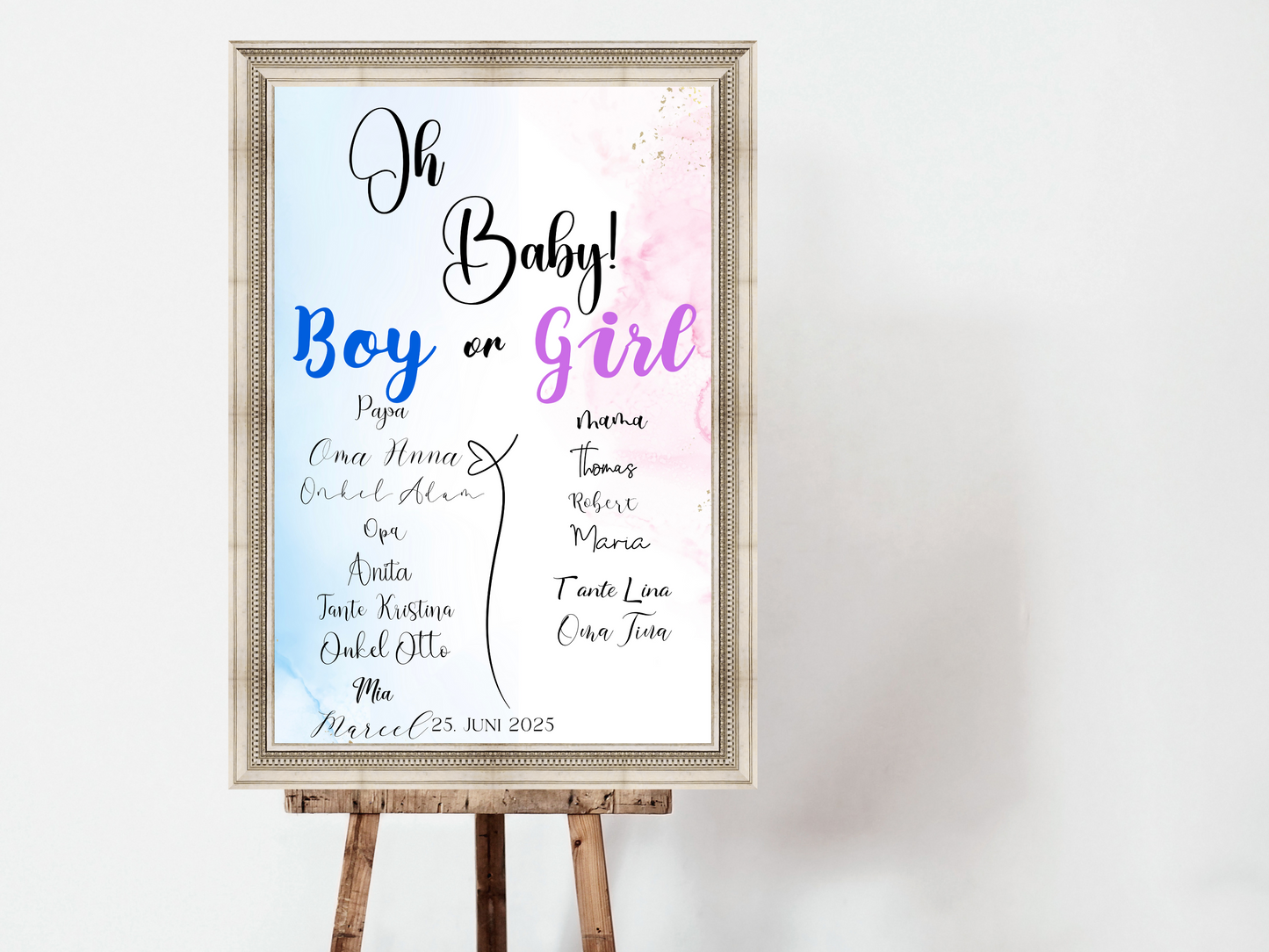 Baby Shower ,Geschlechtsenthüllung Spiel- Mädchen Oder Junge, Geben Sie Ihre Stimme Ab - Leinwand , Poster