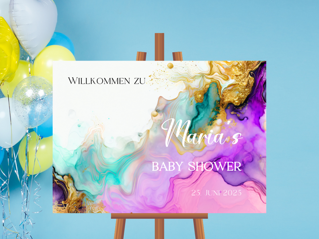 Willkommensschild Baby Shower , Gender Reveal - Leinwand , Poster - AVA