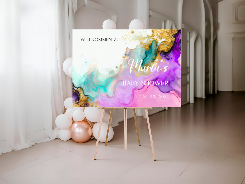 Willkommensschild Baby Shower , Gender Reveal - Leinwand , Poster - AVA