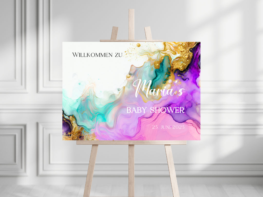 Willkommensschild Baby Shower , Gender Reveal - Leinwand , Poster - AVA