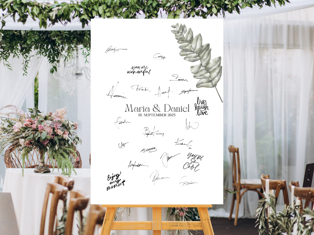 Gästebuch Alternativen für Hochzeit Leinwand, Poster . Eukalyptus Vintage LARA