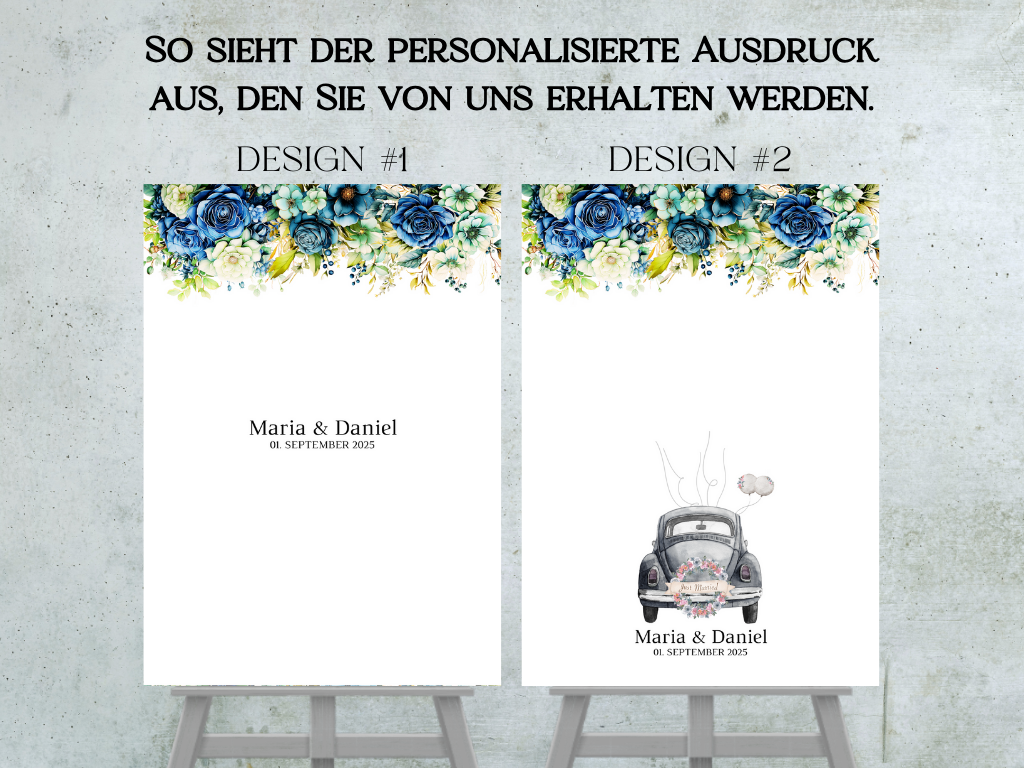 Gästebuch Alternativen für Hochzeit Leinwand, Poster . Marine , Blaue Blumen JASMIN