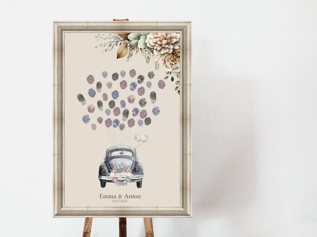 Gästebuch Alternativen für Hochzeit Leinwand, Poster . Boho , Beige , Blumen JULIA