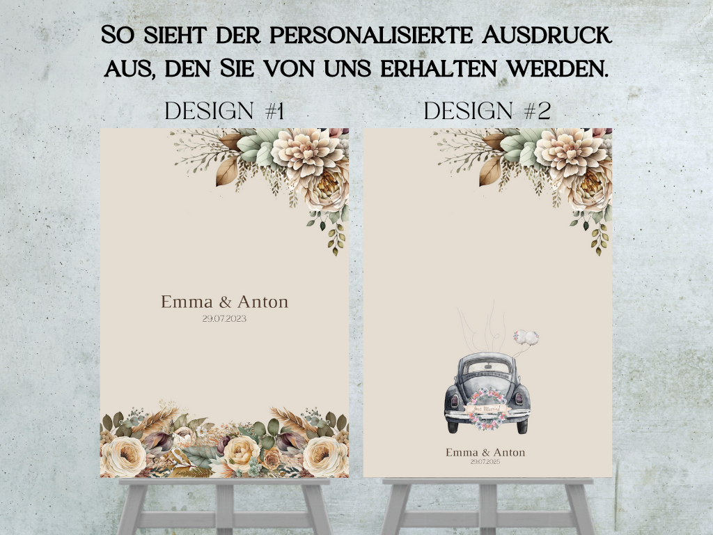 Gästebuch Alternativen für Hochzeit Leinwand, Poster . Boho , Beige , Blumen JULIA