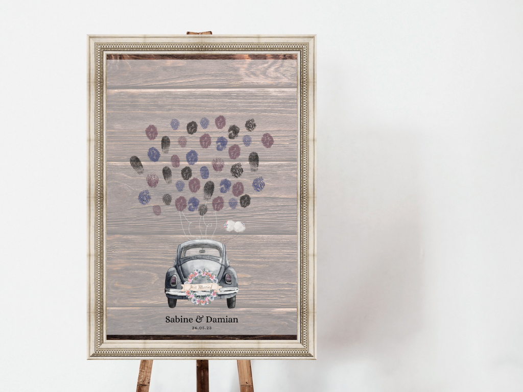 Gästebuch Alternativen für Hochzeit Leinwand, Poster . Boho , Holzeffekt , Vintage LEONIE