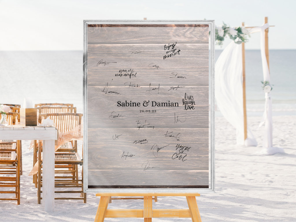 Gästebuch Alternativen für Hochzeit Leinwand, Poster . Boho , Holzeffekt , Vintage LEONIE