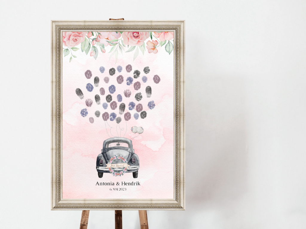 Gästebuch Alternativen für Hochzeit Leinwand, Poster . Boho , Rosa Blumen LAURA