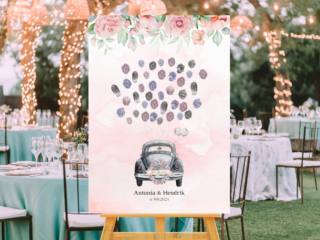 Gästebuch Alternativen für Hochzeit Leinwand, Poster . Boho , Rosa Blumen LAURA