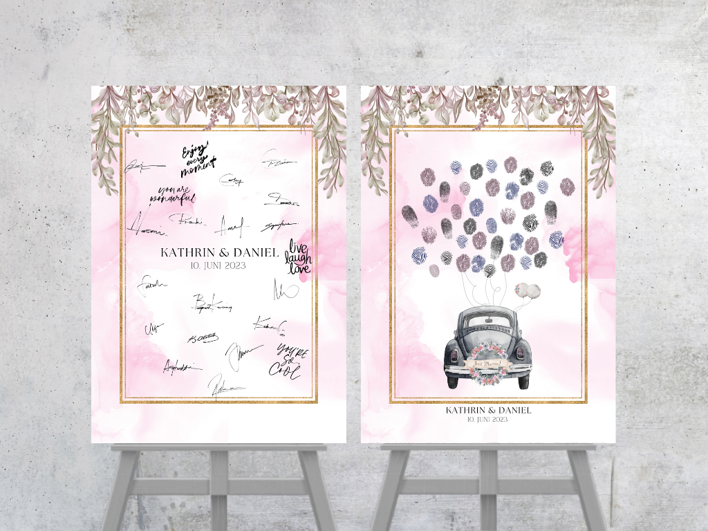 Gästebuch Alternativen für Hochzeit Leinwand, Poster . Boho , Rosa Blumen MARTA