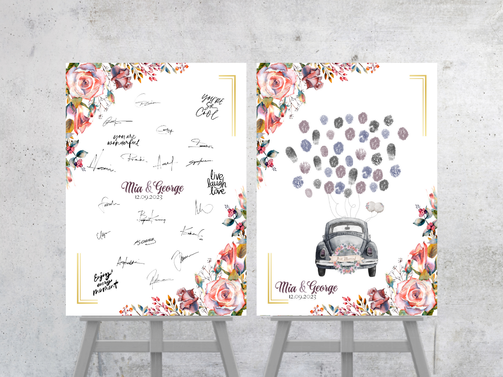 Gästebuch Alternativen für Hochzeit Leinwand, Poster . Boho , Rosa Blumen SOPHIE