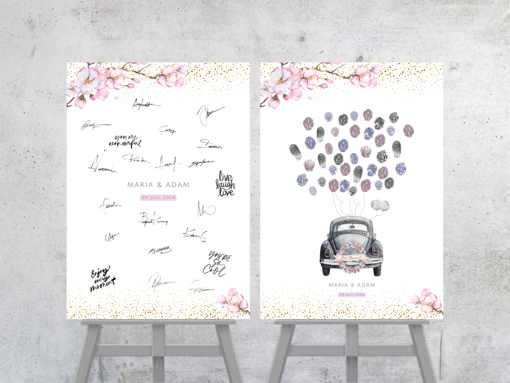 Gästebuch Alternativen für Hochzeit Leinwand, Poster . Kirschblüten , Rosa , Vintage LEA