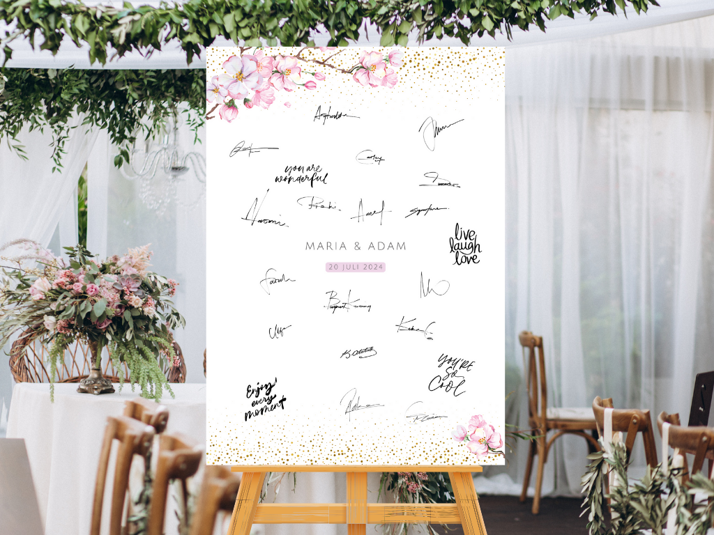 Gästebuch Alternativen für Hochzeit Leinwand, Poster . Kirschblüten , Rosa , Vintage LEA