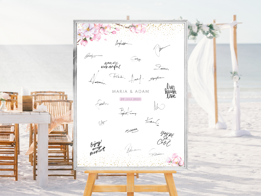 Gästebuch Alternativen für Hochzeit Leinwand, Poster . Kirschblüten , Rosa , Vintage LEA
