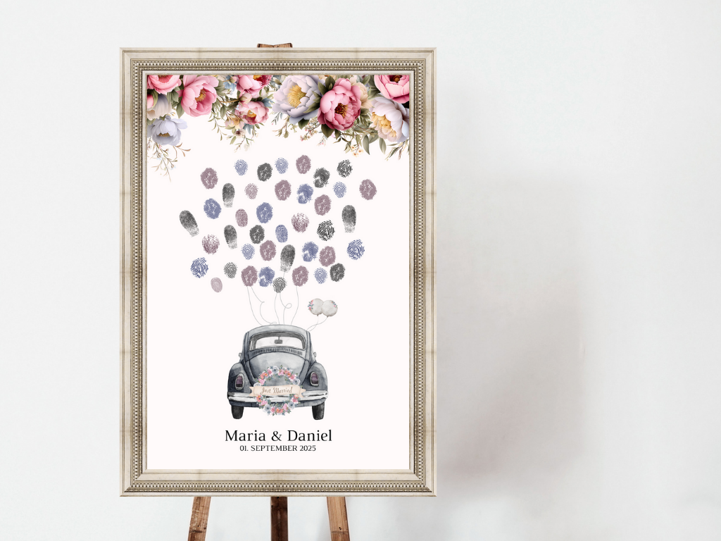 Gästebuch Alternativen für Hochzeit Leinwand, Poster . Rote Blumen Boho KATRIN