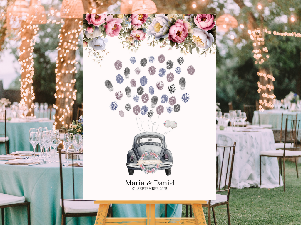 Gästebuch Alternativen für Hochzeit Leinwand, Poster . Rote Blumen Boho KATRIN