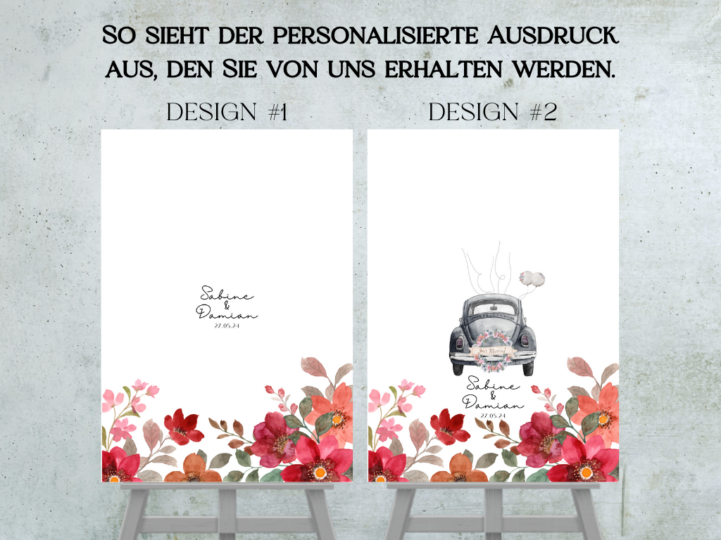 Gästebuch Alternativen für Hochzeit Leinwand, Poster . Bunte Blumen , Rot , Vintage NATALIE