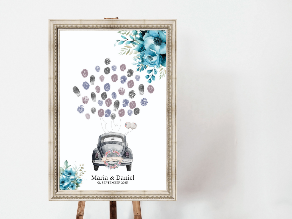 Gästebuch Alternativen für Hochzeit Leinwand, Poster .Strand Hochzeit , Marine , Blaue Blumen LINDA