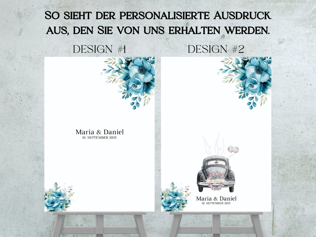 Gästebuch Alternativen für Hochzeit Leinwand, Poster .Strand Hochzeit , Marine , Blaue Blumen LINDA