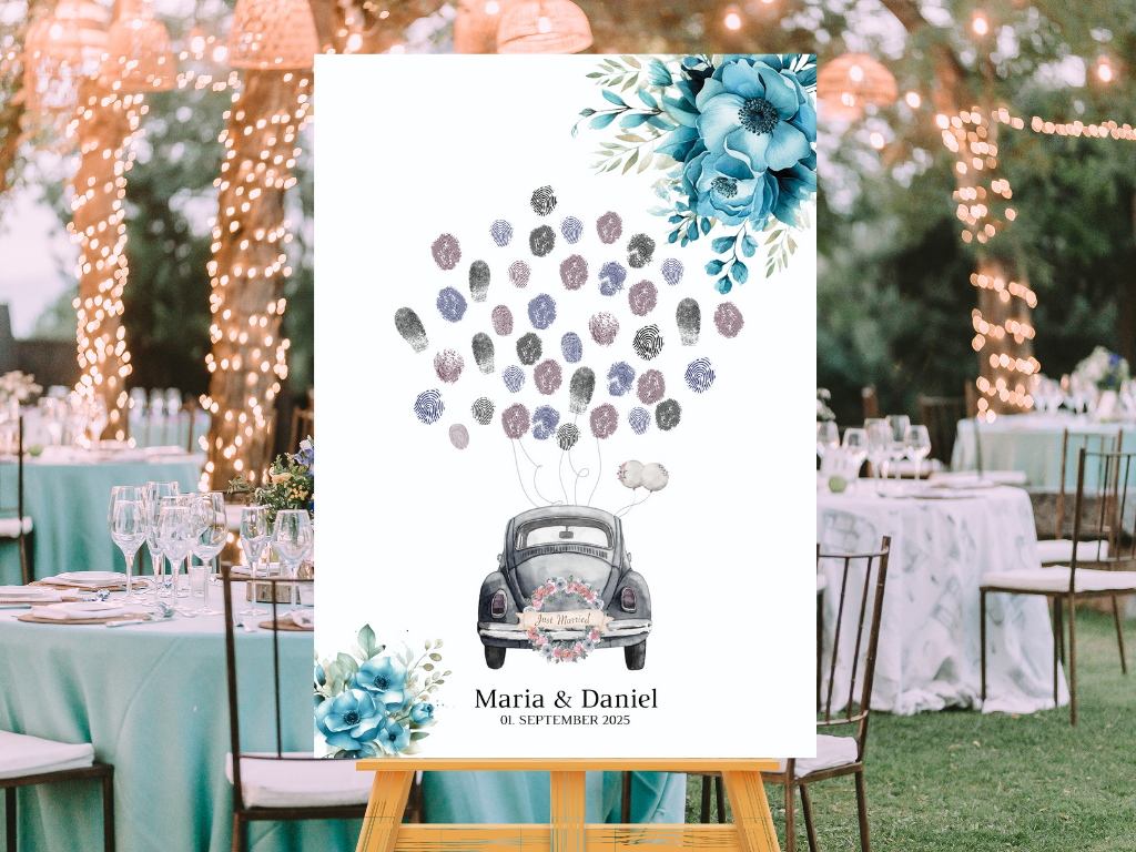 Gästebuch Alternativen für Hochzeit Leinwand, Poster .Strand Hochzeit , Marine , Blaue Blumen LINDA