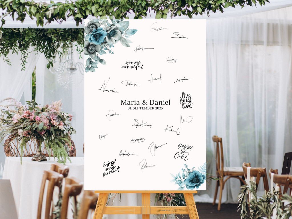 Gästebuch Alternativen für Hochzeit Leinwand, Poster . Strand Hochzeit , Marine , Blaue Blumen MILA