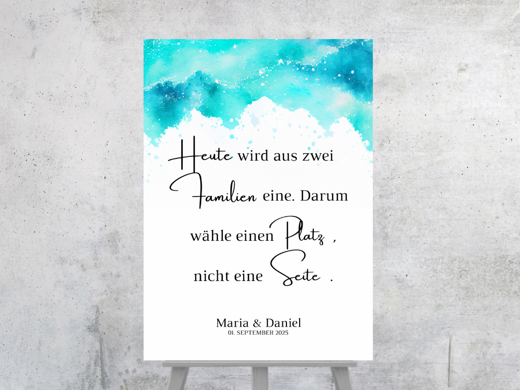 Heute wird aus zwei Familien eine Schild für Hochzeit Leinwand, Poster. Strand Hochzeit , Marine , Vintage ARIA