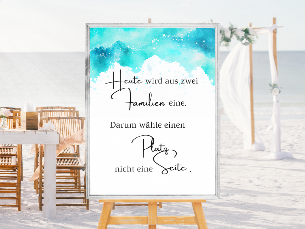 Heute wird aus zwei Familien eine Schild für Hochzeit Leinwand, Poster. Strand Hochzeit , Marine , Vintage ARIA