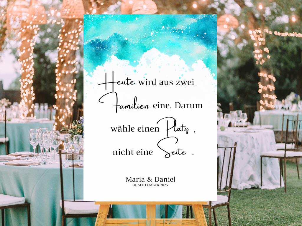 Heute wird aus zwei Familien eine Schild für Hochzeit Leinwand, Poster. Strand Hochzeit , Marine , Vintage ARIA