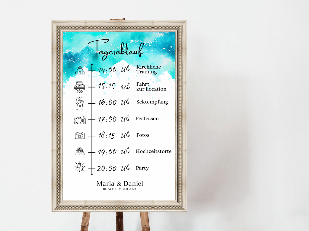 Tagesablauf für Hochzeit Leinwand, Poster . Strand Hochzeit , Marine , Vintage ARIA