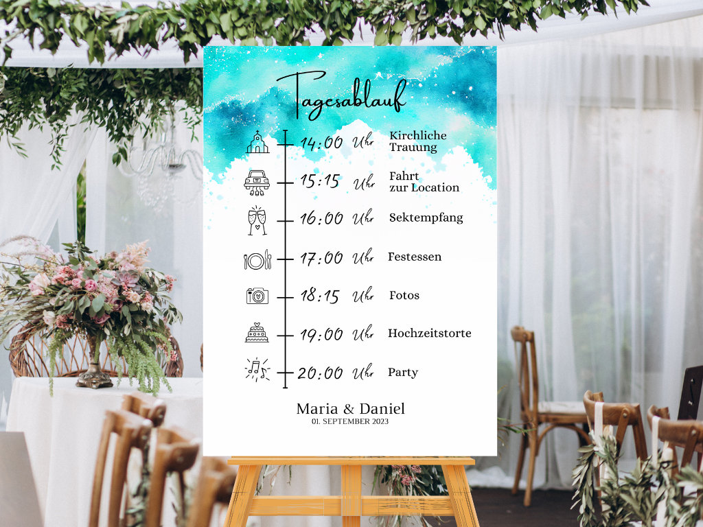 Tagesablauf für Hochzeit Leinwand, Poster . Strand Hochzeit , Marine , Vintage ARIA