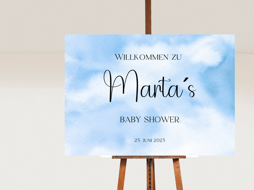 Willkommensschild Baby Shower , Gender Reveal - Leinwand , Poster - blau ELIAS