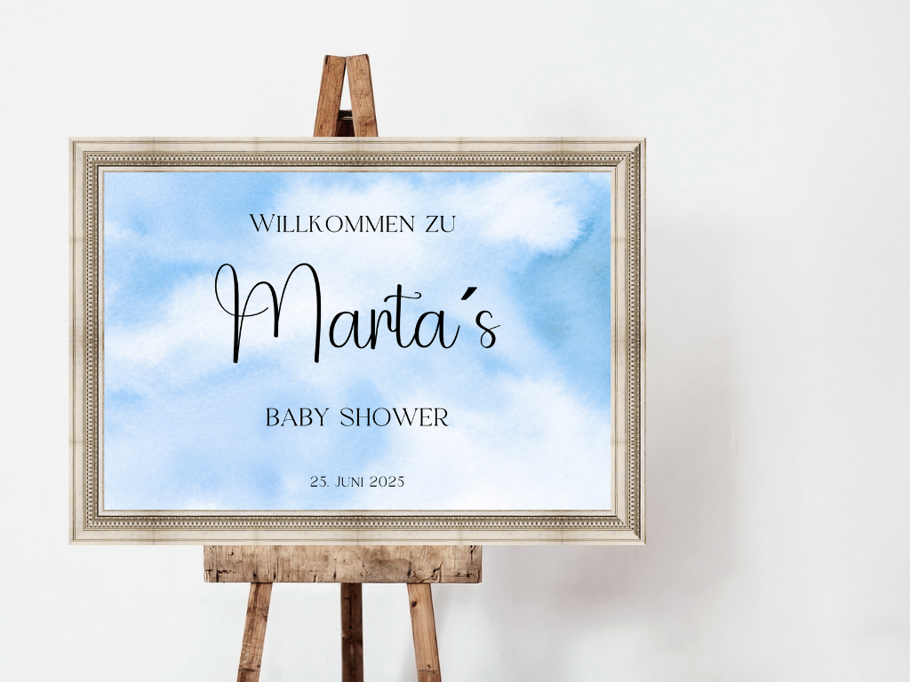 Willkommensschild Baby Shower , Gender Reveal - Leinwand , Poster - blau ELIAS