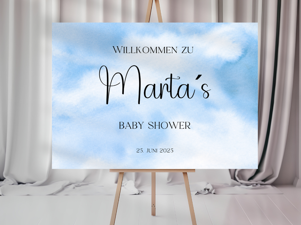 Willkommensschild Baby Shower , Gender Reveal - Leinwand , Poster - blau ELIAS