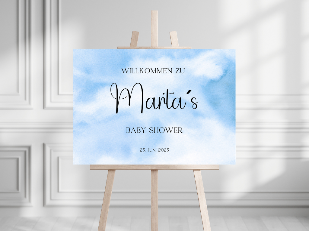 Willkommensschild Baby Shower , Gender Reveal - Leinwand , Poster - blau ELIAS