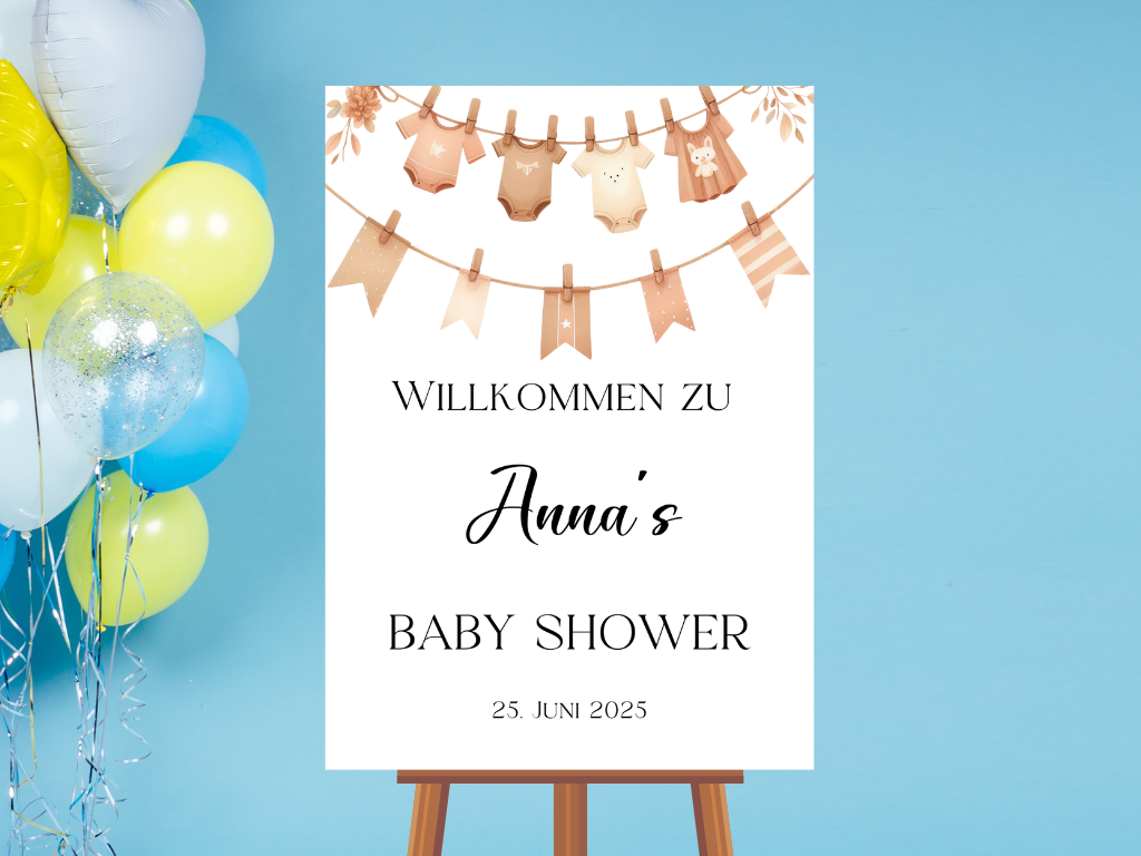 Willkommensschild Baby Shower , Gender Reveal - Leinwand , Poster - FINN