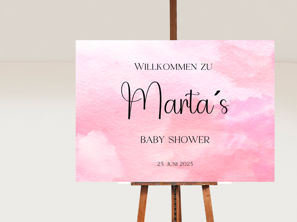 Willkommensschild Baby Shower , Gender Reveal - Leinwand , Poster - rosa IDA
