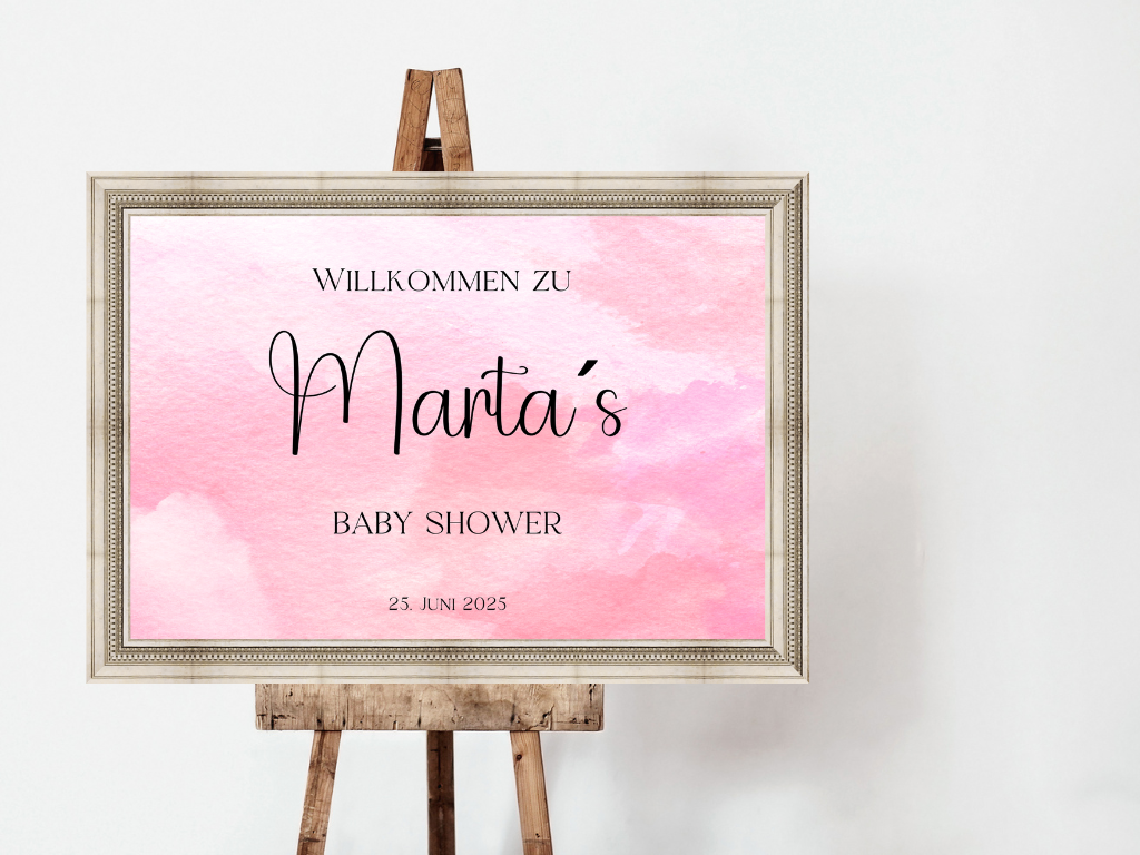 Willkommensschild Baby Shower , Gender Reveal - Leinwand , Poster - rosa IDA