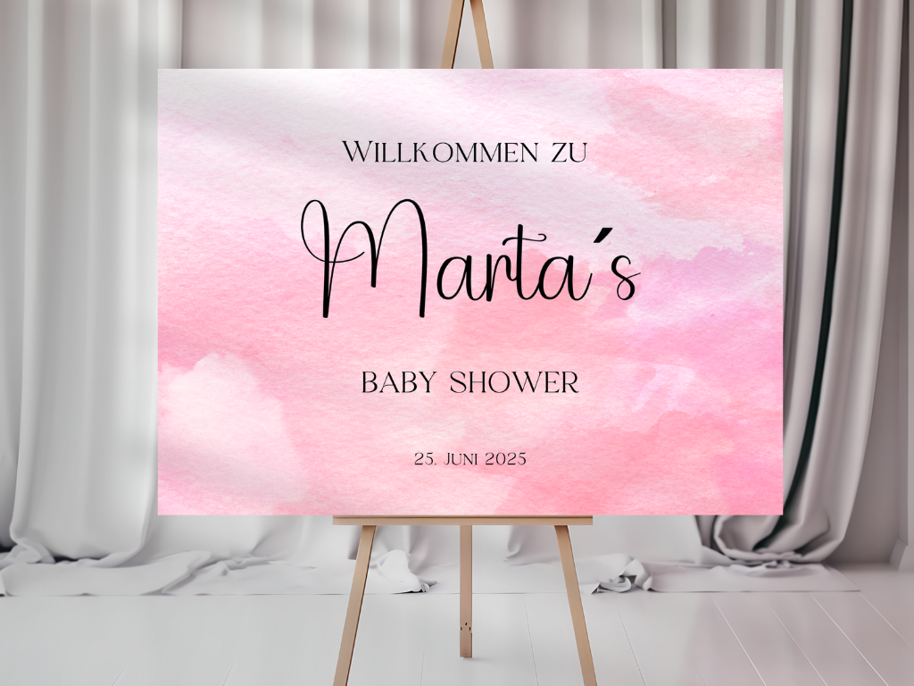 Willkommensschild Baby Shower , Gender Reveal - Leinwand , Poster - rosa IDA