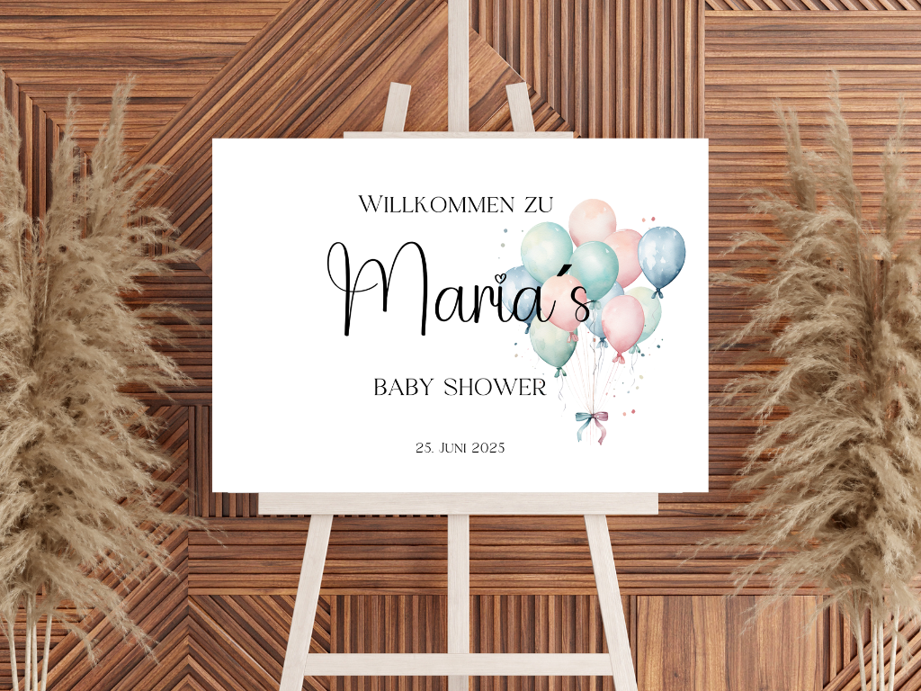 Willkommensschild Baby Shower , Gender Reveal - Leinwand , Poster - Balloons Jonas