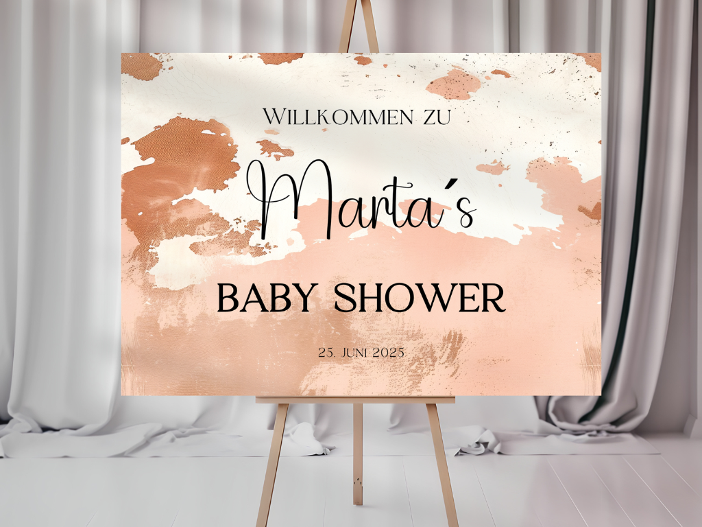 Willkommensschild Baby Shower , Gender Reveal - Leinwand , Poster - Boho, Vintage Lio